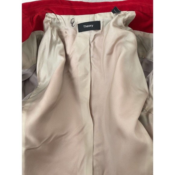 THEORY Suit 2 Pc Red Velvet Coat Pants New Silk Lining Size 8 Holiday Career - Picture 10 of 15